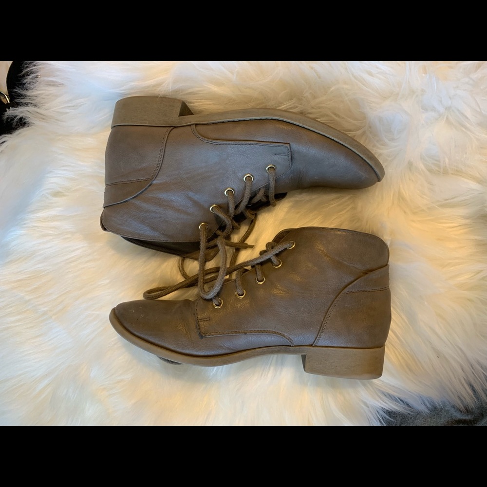 Taupe ankle combat boots